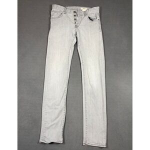 H&M &Drain Jeans Mens 31x34 Gray Super Slim Low Leg Denim
